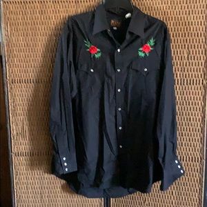 Men’s XL detailed black western shirt